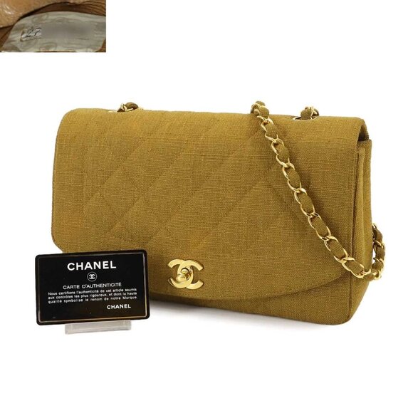 CHANEL Diana Matelasse 25 Chain Shoulder Bag Canvas A01165 Vintage 90289231 - Picture 1 of 11